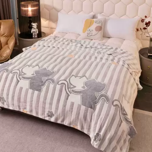 Patura Pufoasa CoCoLiNo, Jojo Home, 200x230cm, Alb, Gri, Pisicute