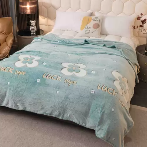 Patura Pufoasa CoCoLiNo, Jojo Home, 200x230cm, Aqua, Flori