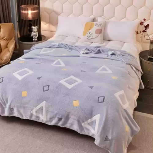 Patura Pufoasa CoCoLiNo, Jojo Home, 200x230cm, Bleu, forme geometrice