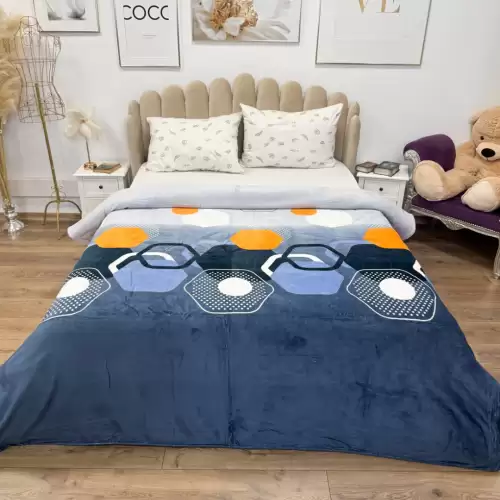 Patura Super Soft Cocolino, 200x230 cm – Rasfat absolut in zilele reci, Gri, Albastru, forme geometrice