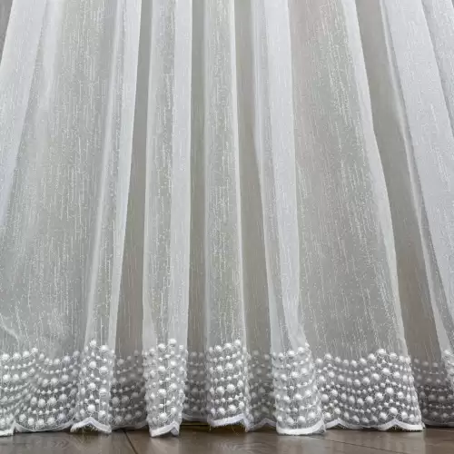 Perdea Ariel tip IN Brodat, Alb, 140cm latime x 260cm inaltime, cu rejansa pt bara