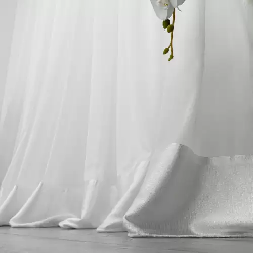 Perdea Dianne din Matase cu Banda Satinat, Ivoire, 140cm latime x 260cm inaltime, cu rejansa pt bara