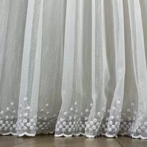 Perdea Dolce tip IN Brodat, Alb, 140cm latime x 260cm inaltime, cu rejansa pt bara