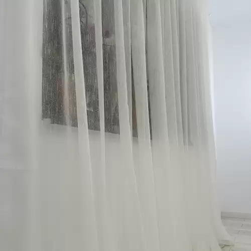 Perdea simpla cu textura tip in, Ivoire, 100cm latime x 260cm inaltime, cu rejansa pt bara