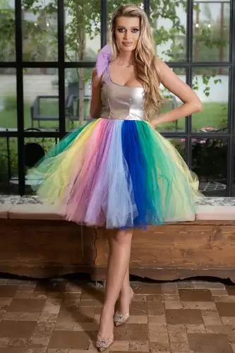 Rochie cu corset si tulle, Rainbow, Baby Doll