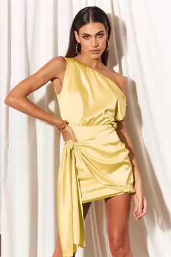 Rochie Tara din Satin galben