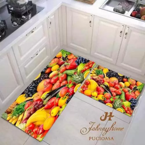 Set 2 covoare pentru Bucatarie, Multicolor, fructe