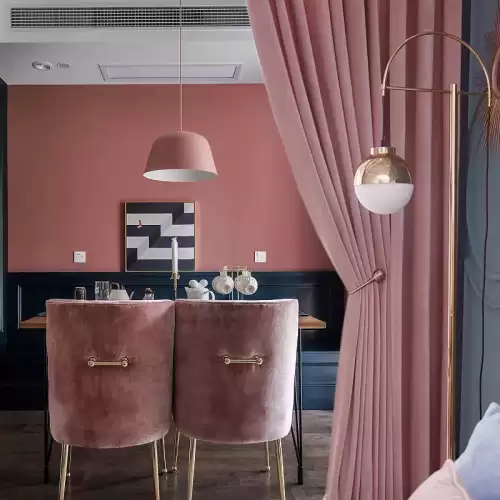 Set 2 Draperii Blackout 80%, din Catifea, Roz, 140cm latime x 260cm inaltime, cu tiv lat pt bara