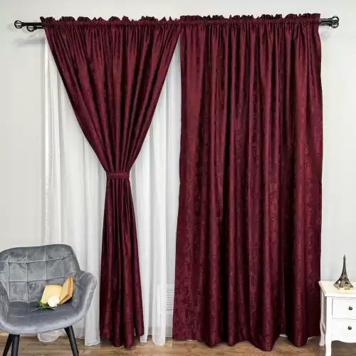 Set 2 Draperii din Jacquard model Nisip, 140cm latime x 260cm inaltime, cu TIV LAT, VISINIU