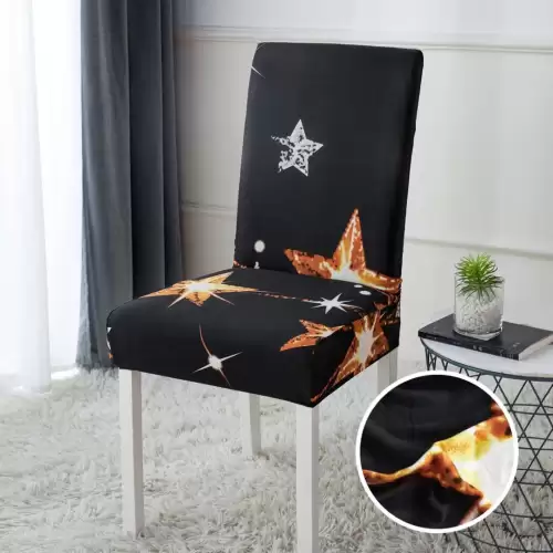 Set 4 huse universale pentru scaun, ELASTICE, Jojo Home, Negru, Stelute