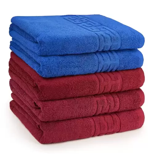 Set 5 Prosoape Baie, Bumbac 100% - Albastru   Visiniu