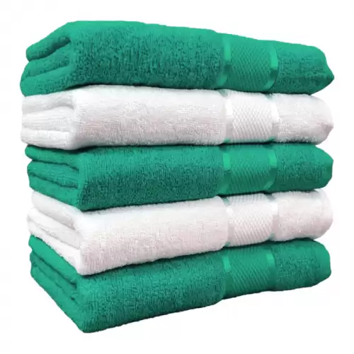 Set 5 Prosoape, Bumbac 100%, 400g m ², Verde Alb