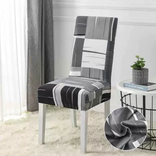 Set 6 huse universale pentru scaun, ELASTICE, Jojo Home, Gri, model clasic