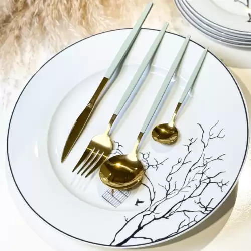 Set de Tacamuri Portugheze, 24 de piese, Auriu si Bleu