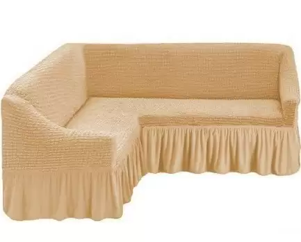 Set husa elastica si creponata pentru coltar, bej