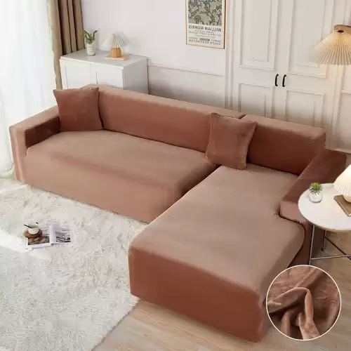 Set husa pentru coltar M + L, Catifea, Jojo Home, Maro