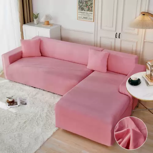 Set husa pentru coltar M + L, Catifea, Jojo Home, Roz aprins