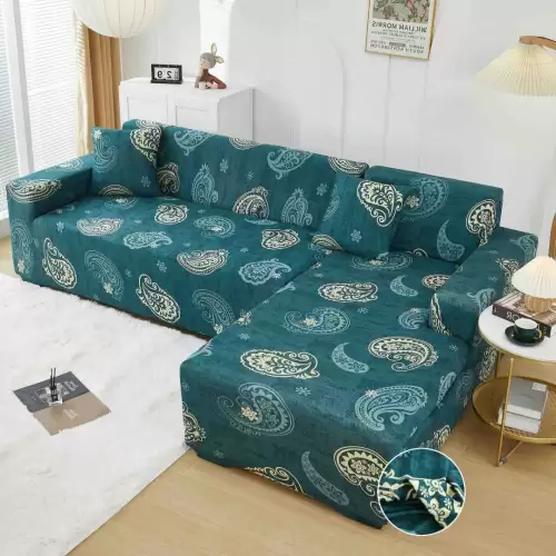 Set husa pentru coltar M + L, Elastica, Jojo Home, Turquoise, Model Tribal