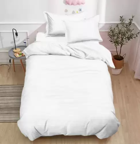 Set lenjerie pat 1 persoana 4 piese Damasc 140x200 cm elastic