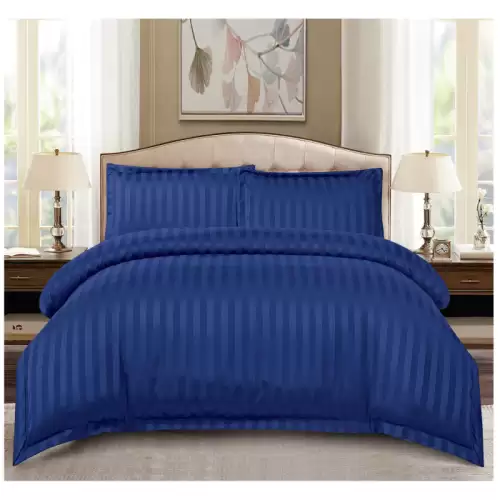 Set Lenjerie Pat Dublu, 4 Piese, Bumbac Damasc Finetat, cu Elastic