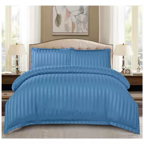 Set Lenjerie Pat Dublu, 4 Piese, Bumbac Damasc Finetat, cu Elastic