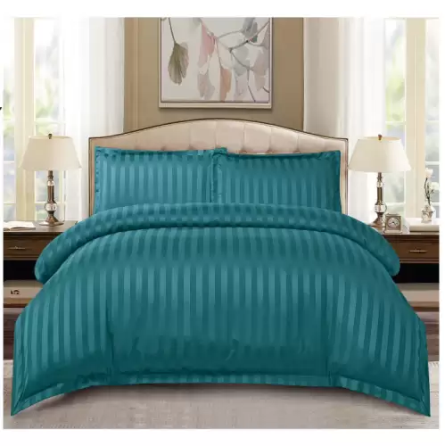 Set Lenjerie Pat Dublu, 4 Piese, Bumbac Damasc Finetat, cu Elastic