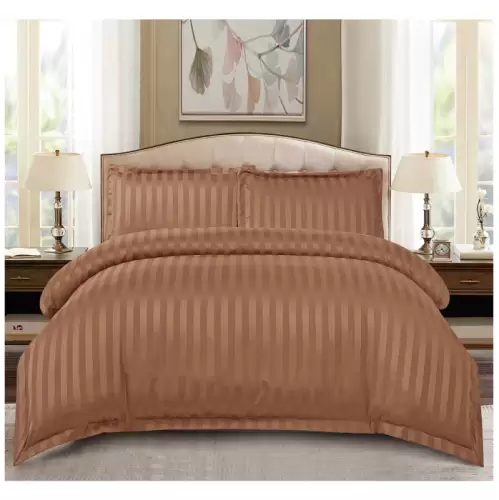 Set Lenjerie Pat Dublu, 4 Piese, Bumbac Damasc Finetat, cu Elastic