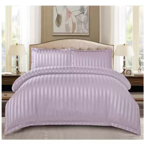 Set Lenjerie Pat Dublu, 4 Piese, Bumbac Damasc Finetat, cu Elastic