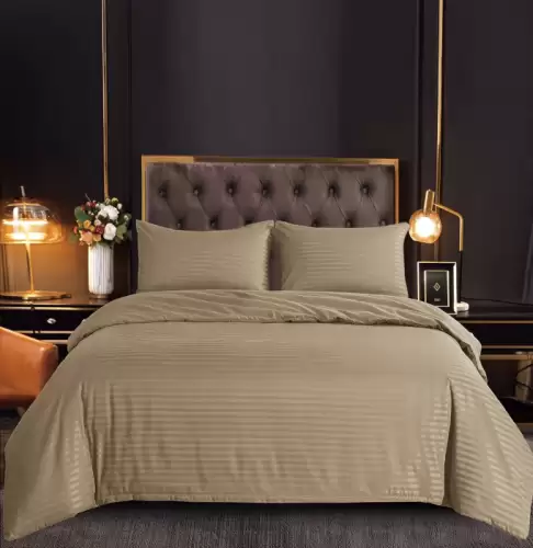 Set Lenjerie Pat Dublu, 6 Piese, Bumbac Damasc, cu Elastic