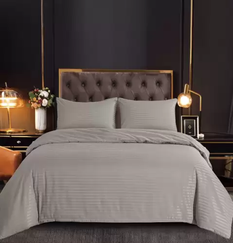 Set Lenjerie Pat Dublu, 6 Piese, Bumbac Damasc, cu Elastic