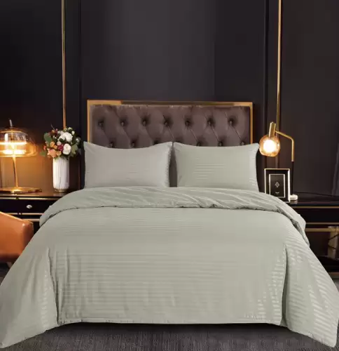 Set Lenjerie Pat Dublu, 6 Piese, Bumbac Damasc, Fara Elastic