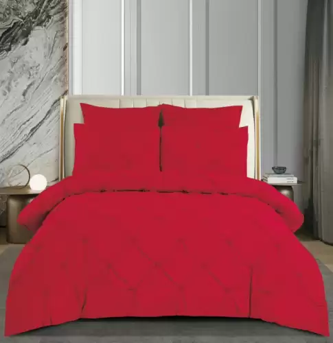 Set Lenjerie Pat Dublu 6 Piese din Finet cu Pliuri si Cearsaf cu Elastic